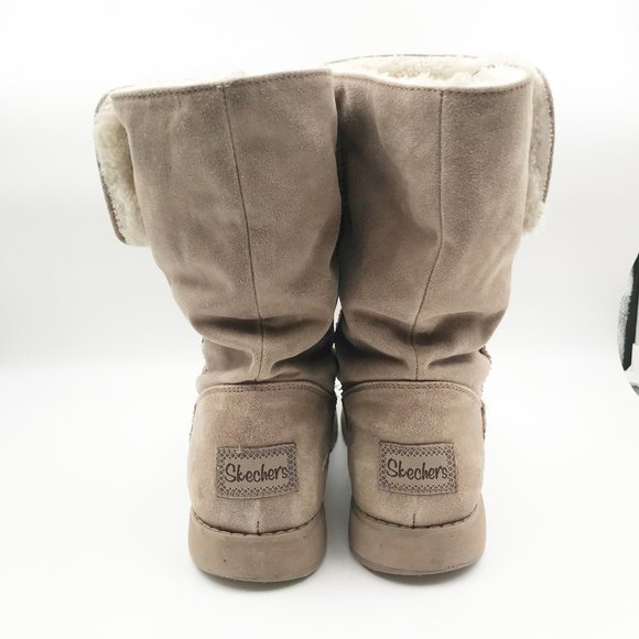 SKECHERS Keepsakes 2.0 Upland Natural Suede Fur Lined Winter Boots Womens 11 - Picture 5 of 14